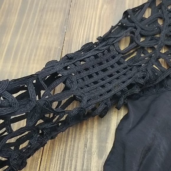 Lulu's Black Silk Blend Crochet Dress Small - Picture 7 of 7